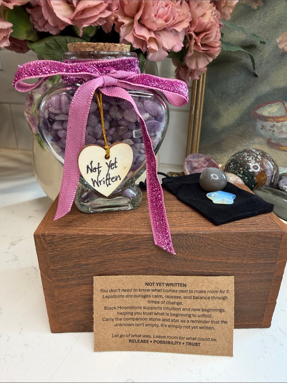 NOT YET WRITTEN • Lepidolite + Black Moonstone Intention Jar
